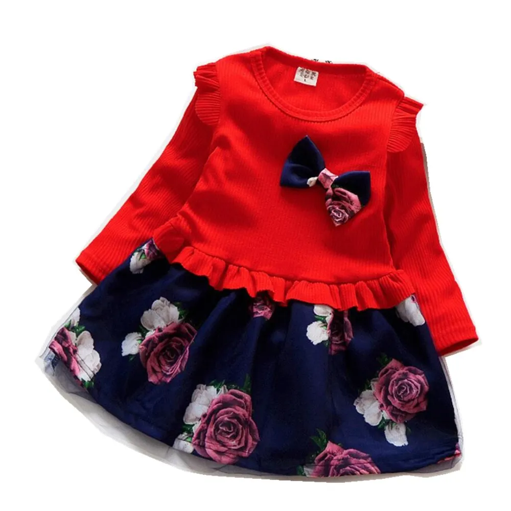 Осенне-зимнее вязаное платье с цветочным узором для девочек пуловер платья