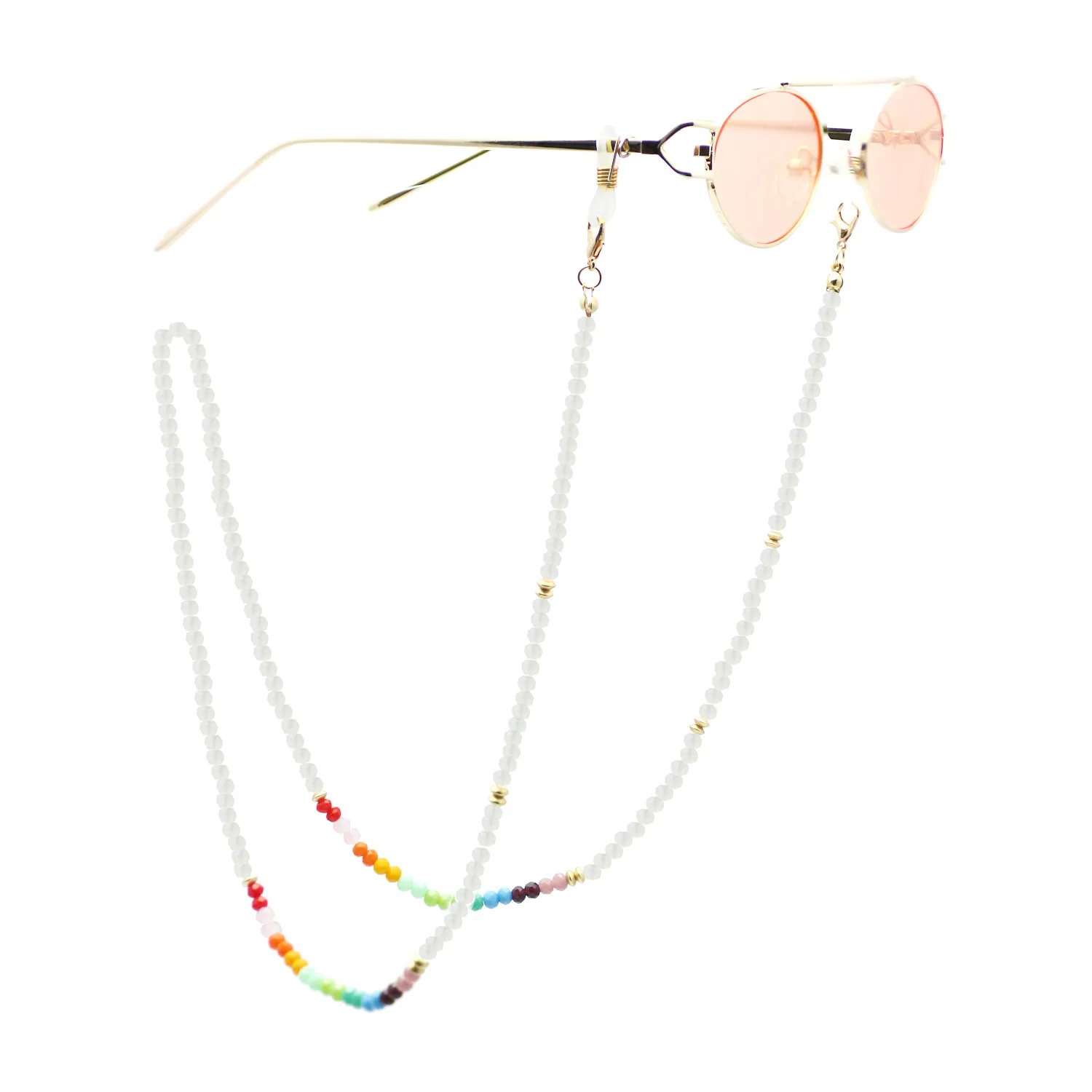 

2021 Chic fashion colorful crystal beaded glasses chain Simple mask lanyard lanyard neck strap