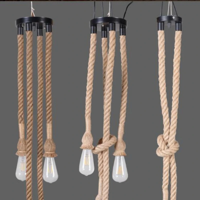 Винтажный веревочный подвесной светильник креативная индивидуальная лампа в