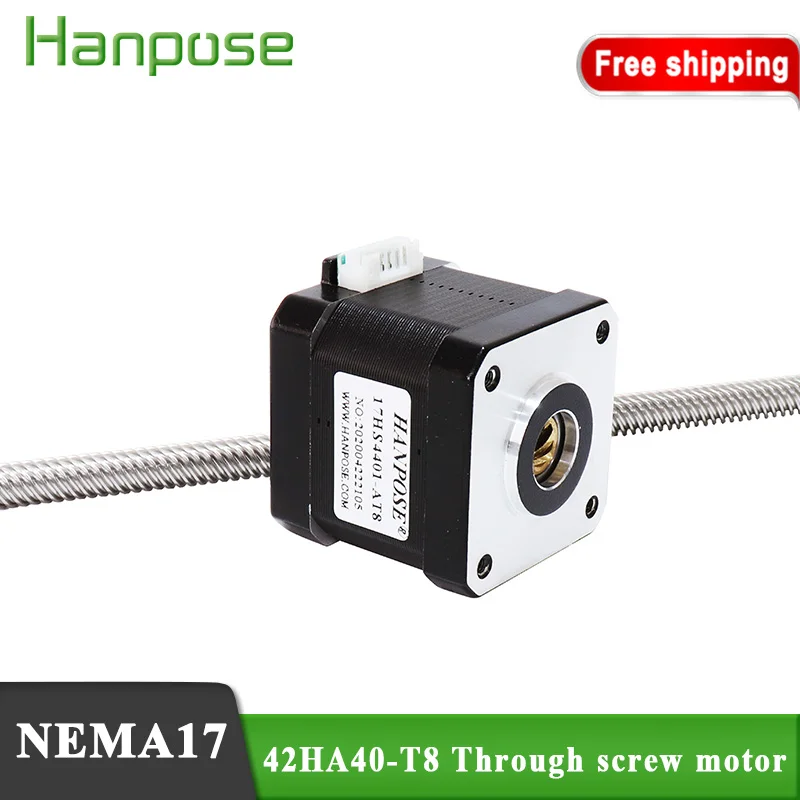 

NEMA17 Through type screw body torque 42HA40-T8 linear screw stepping motor length 100/200/300MM for Motor in automatic feeder