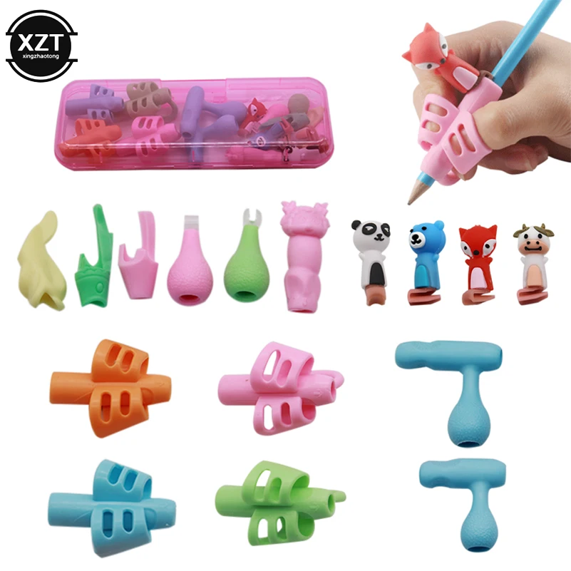 

Two-Finger Pen Holder Silicone Baby Learning Writing Tool Finger Posture Correction Device Pencil Set Stationery 16 Piece