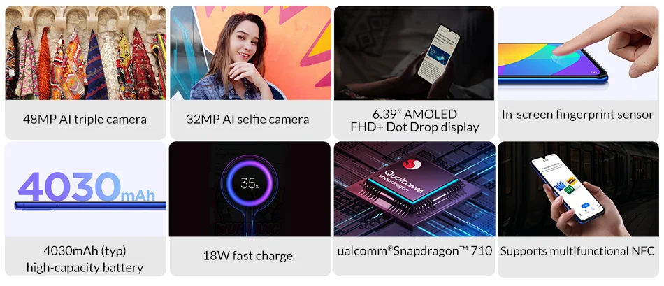 Глобальная версия Xiaomi Mi 9 Lite 6,3" AMOLED 48MP камеры 6 ГБ 64 Гб мобильный телефон Восьмиядерный мобильный телефон Snapdragon 710 4030 мАч