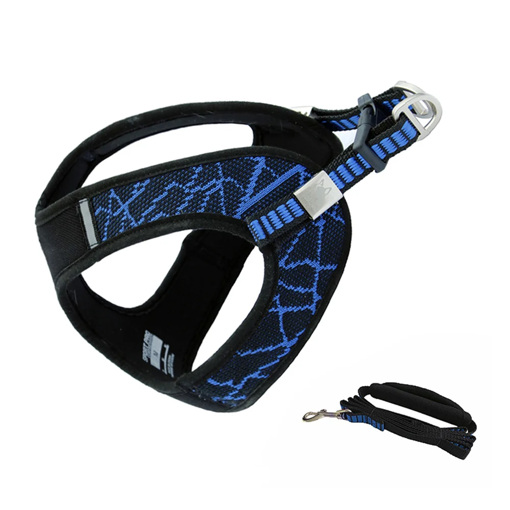 Blue vest and rope Urijk поводок для собак на открытом воздухе, светоотражающий устойчивый жилет, мягкий нагрудный жилет для кошек, собак, домашних животных, нагрудный ремень, поводок XS/S/M/L - Цвет: Blue vest and rope
