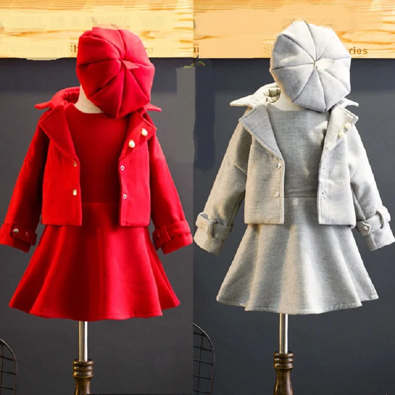 Комплект одежды для девочек из 3 предметов красный спортивный костюм с капюшоном