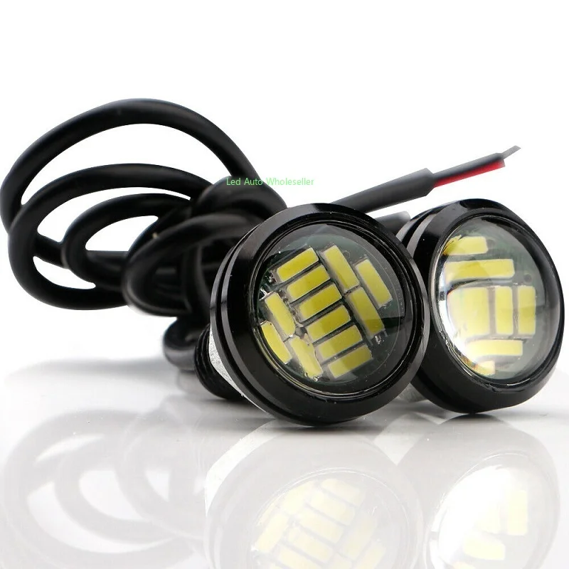 

10x White 23mm 4014 12 SMD Eagle Eye LED Motor Daytime Running Backup Turn Signal Light Car Auto License Plate Lamps