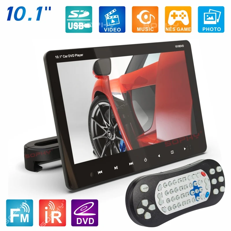 

Новинка, внешний автомобильный DVD-плеер на подголовник, экран 10,1 дюйма, монитор DVD/VCD USB/SD/HDMI/IR/FM SH1018DVD