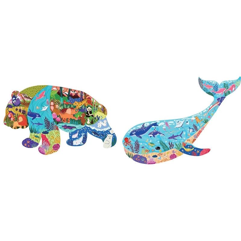 

2 комплекта детских пазлов для детей и взрослых Пазлы для животных Пазлы уникальной формы домашний декор (A & E)