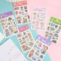 korean creative ins account diy washi sticker cartoon girl kawaii decor plan personalized journal color child japan stationery