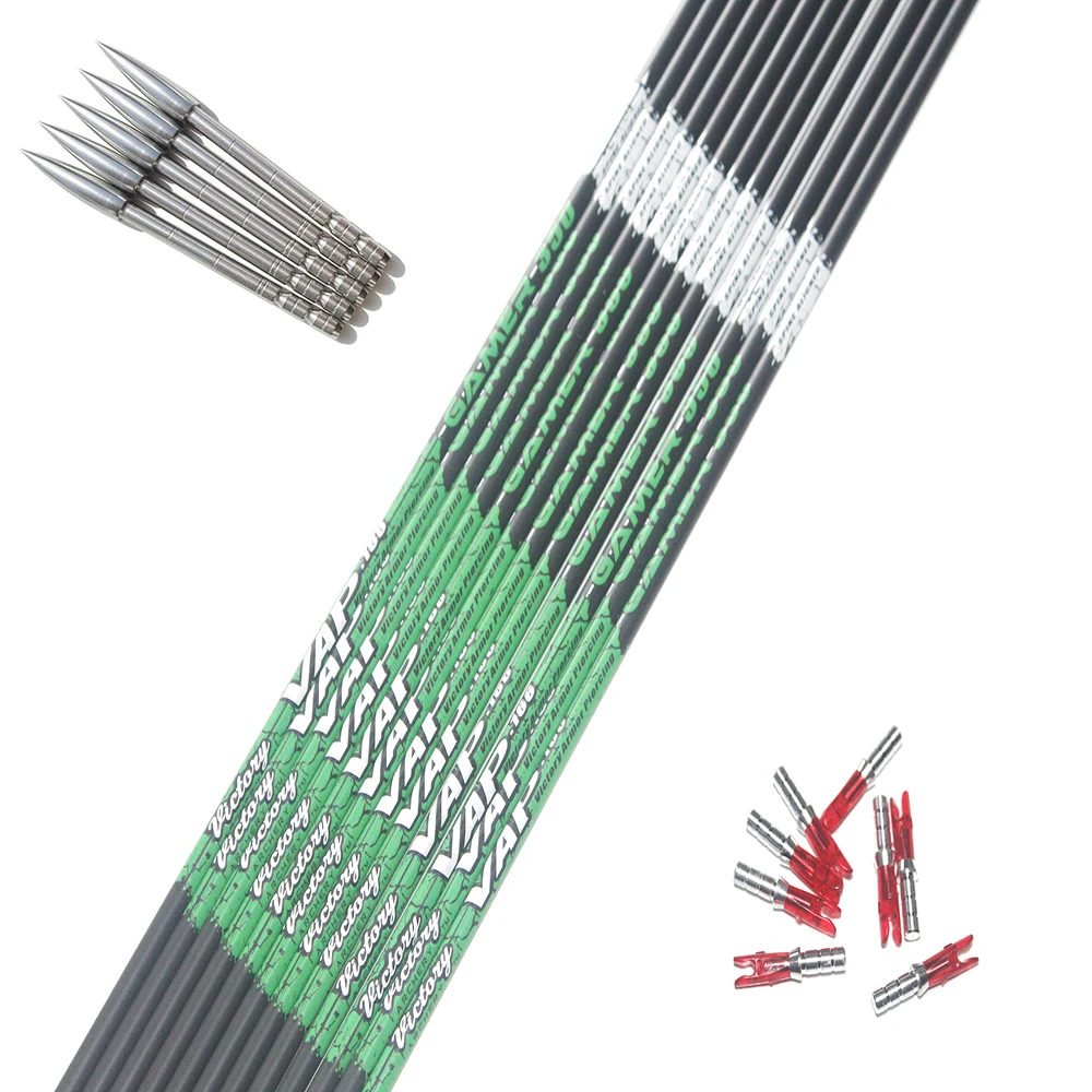 Углеродные стрелы для стрельбы из лука 12 шт. валы spine350 400 500 ID4.2mm + контактов