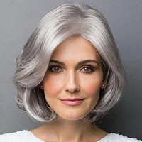 short bob wavy wig for women synthetic silver gray wigs for party or daily use heat resistant hairstyle wigs