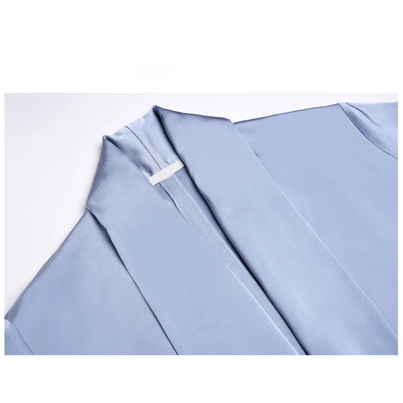 

[EAM] 2021 New Spring Autumn Lapel Long Sleeve Blue Side Vent Loose Temperament Windbreaker Women Trench Fashion Tide JW522