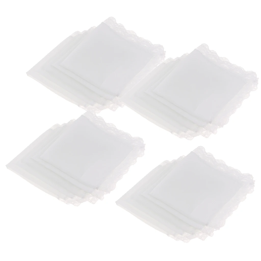 

Pack of 20 Ladies Mens White Perfect Wedding Lace Cotton Handkerchiefs