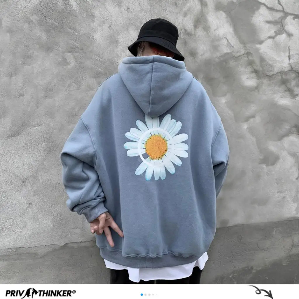 

Privathinker Men 2021 Winter Loose Hooded Sweatshirts Mens Harajuku Thicken Warm Coat Hoodies Male Oversize Pullovers Sweatshirt