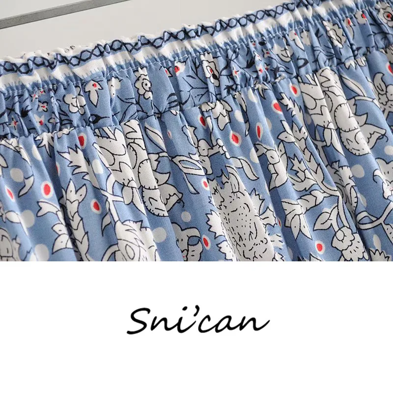 Faldas largas шикарная модная женская пляжная богемная юбка с цветочным принтом