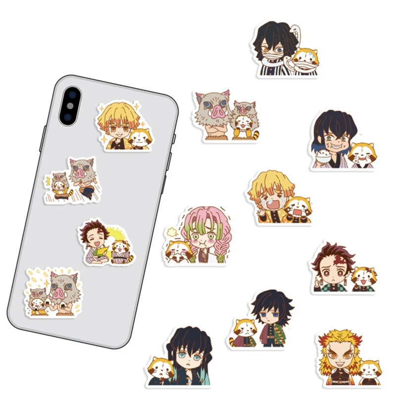 

Anime Demon Slayer Kimetsu No Yaiba Stickers For Laptop Phone Bike Waterproof PVC Graffiti Stickers Kids Stationery Stickers