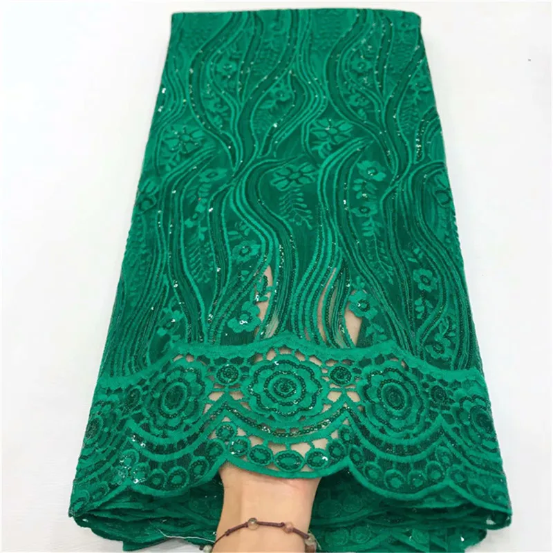Зеленое молочное Шелковое кружево африканские блестки кружевная ткань Высокое