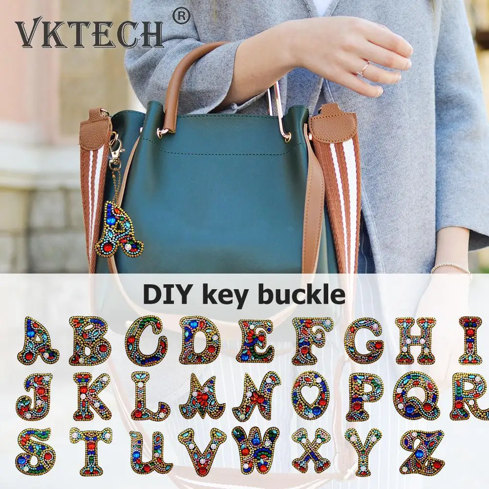 

A-Z Shaped DIY Key Chain Diamond Painting Letters Women Girl Bag Keyring Pendant Gift Diamond Embroidery Mosaic Home Decoration