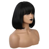 natural looking soft short bob girls wigs 12%e2%80%99%e2%80%99 straight human hair black wigs for white black women cosplay daily party