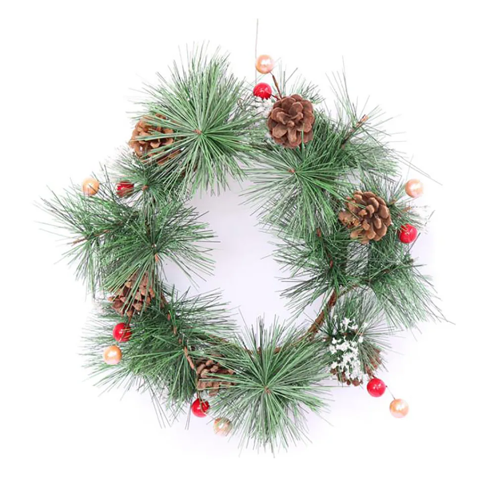 

Fake Holly Cones Rings Simulation Wreaths Flower Garland Christmas Natural Spring Wedding Decoration Rose PVC Door Artificial