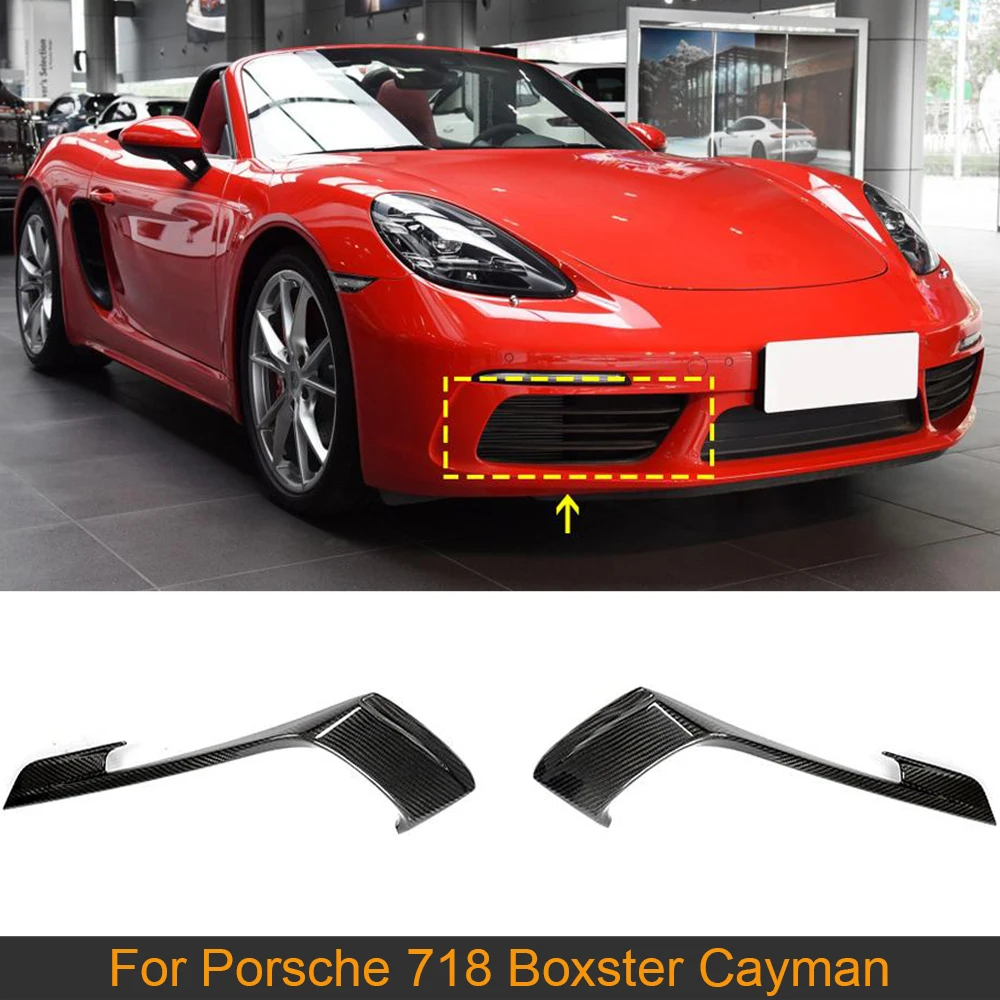 

Carbon Fiber Front Bumper Fog Lamp Cover Trim for Porsche 718 Boxster Cayman Standard 2016-2019 Car Front Fog Lamp Cover Trim