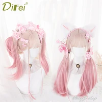 difei synthetic lolita wigs for women pink gradient cosplay heat resistant fake hair party use blue black purple natural wigs