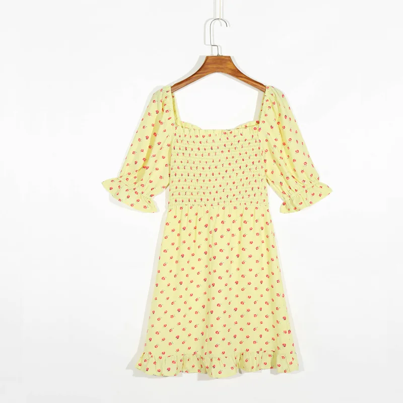 

Summer women's dress casual flower print bowknot decoration slim dress Vestidos