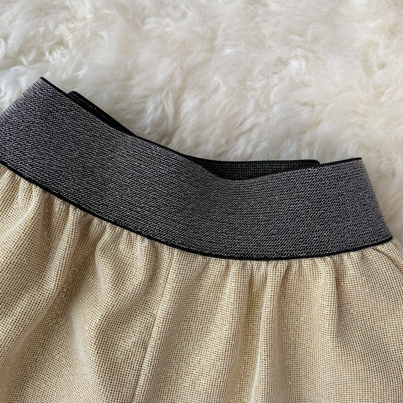 

KUSAHIKI Korea Blingbling Stretch High Waist Wide Leg Shorts 2021 Summer New Causal Women Short Pantalones Cortos De Mujer 6G753