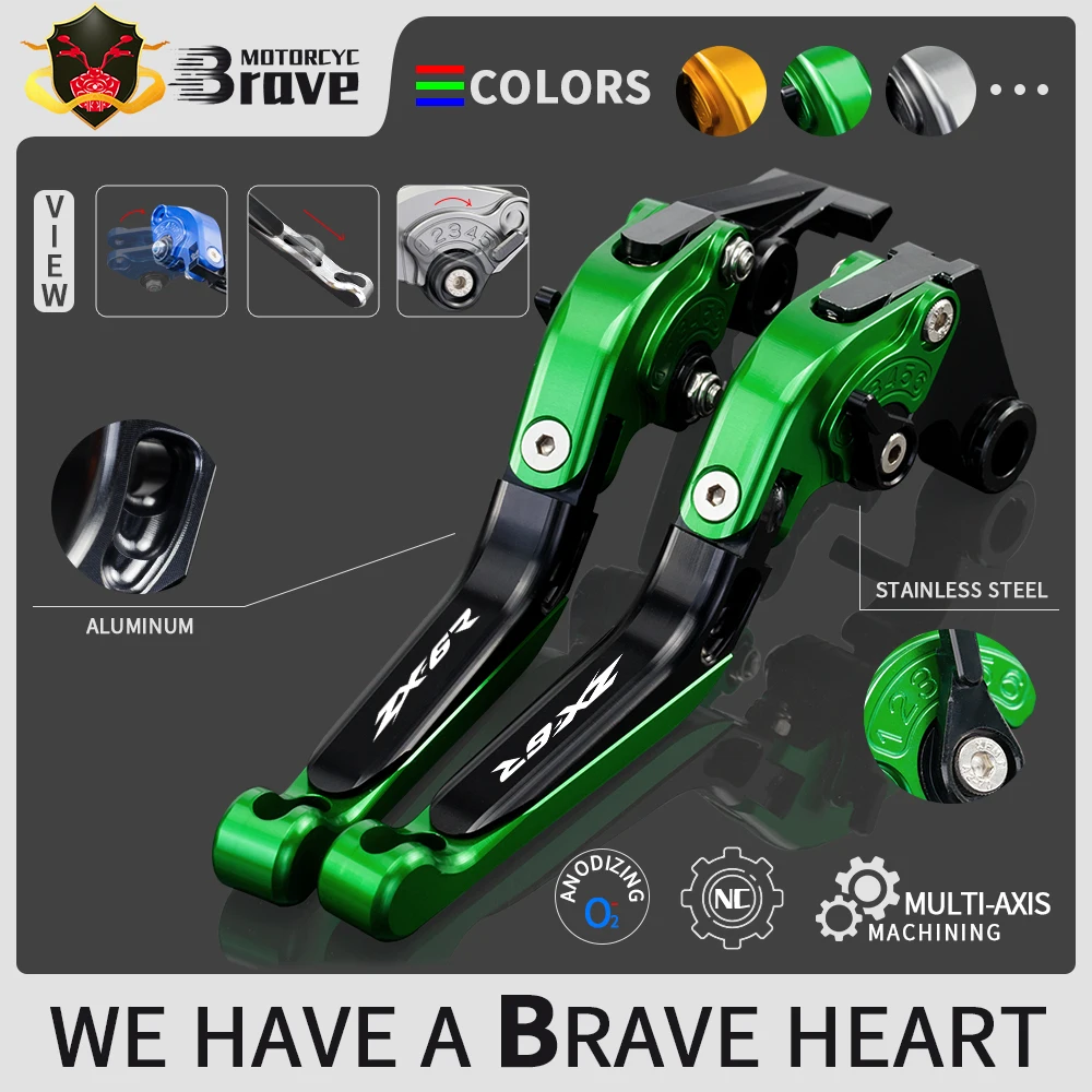 

For KAWASAKI ZX6R / ZX636R / ZX6RR 2000 2001 2002 2003 2004 Motorcycle CNC Adjustable Folding Extendable Brake Clutch Levers
