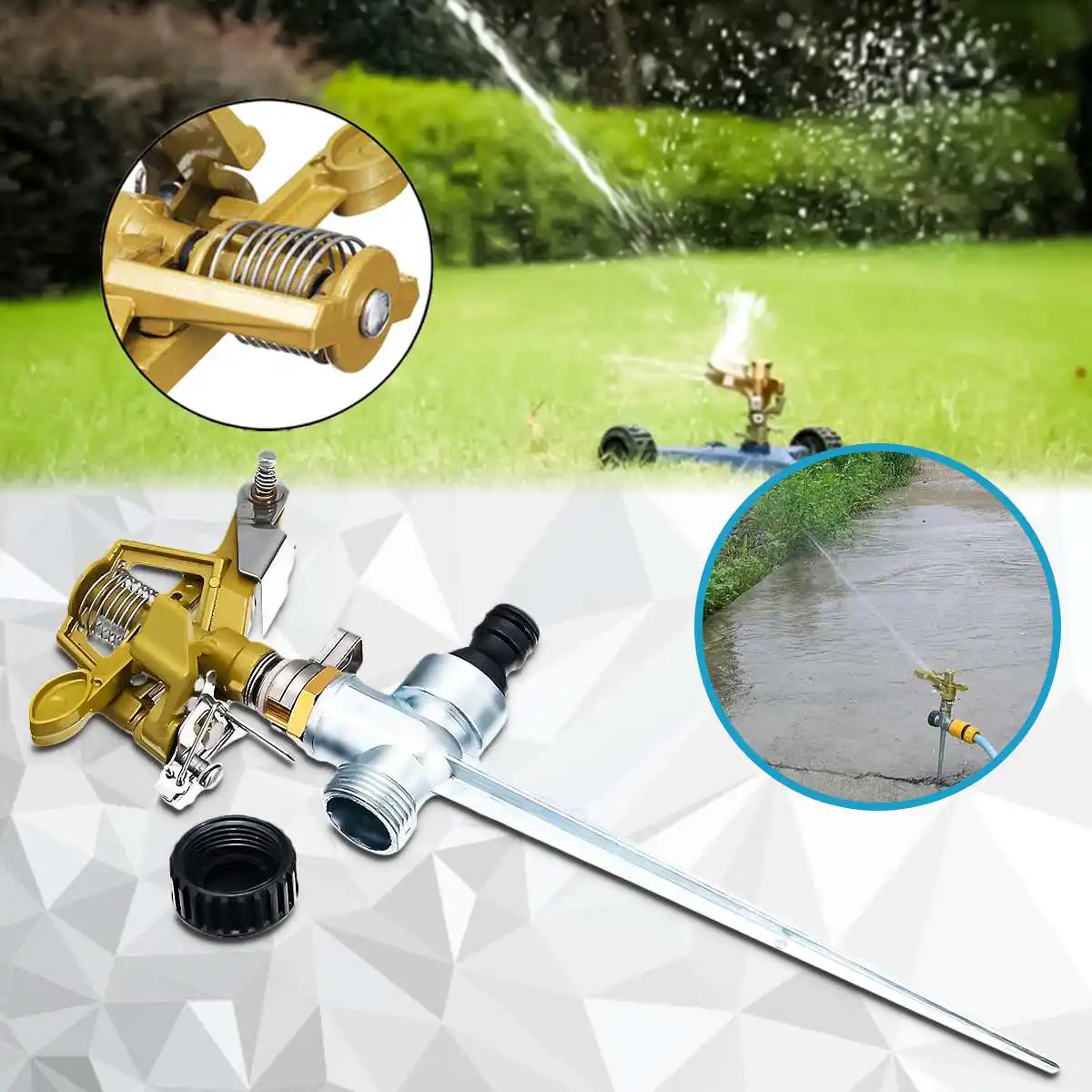 

1PCS Metal Pulsating Sprinkler 360 Degree Rotation Lawn Watering Sprinklers with Spike for Garden Irrigation System 28x12 cm
