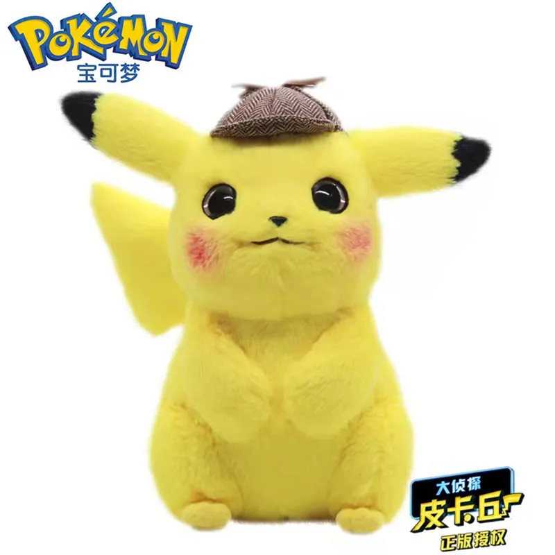Figura de peluche de Pokémon de 28Cm para niños, Pikachu, Detective, monstruos de bolsillo, juguete Kawaii de alta calidad para mascotas, modelo de muñeca para regalo