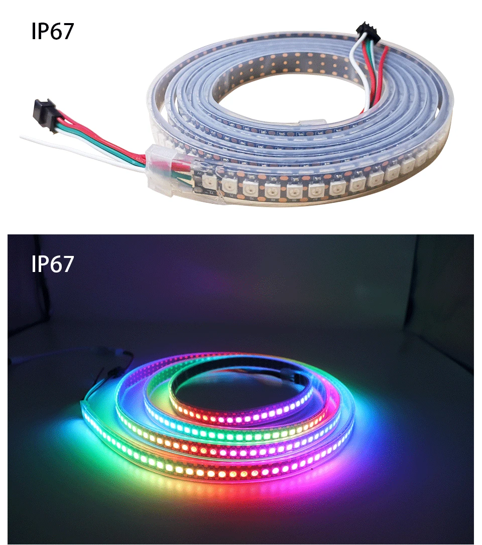1 м/5 м WS2812B 30/60/144 светодиодов/m Smartled пикселей RGB индивидуально адресуемых светодиодные полосы светильник черный/белый печатных плат WS2812 IC WS2812B 5V