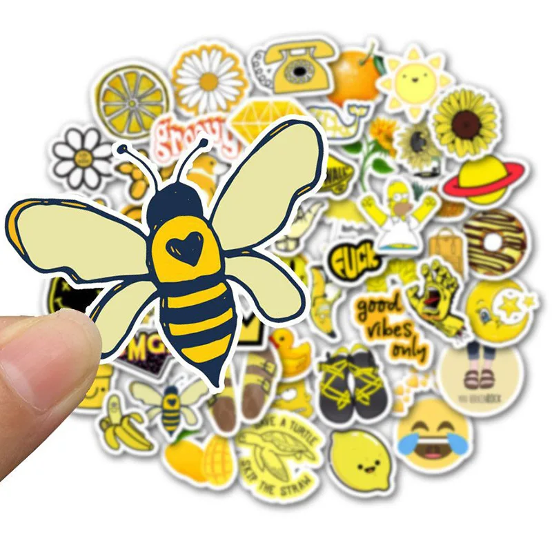 50 шт./упак. Желтая серия водостойкая наклейка искусство Классическая мода