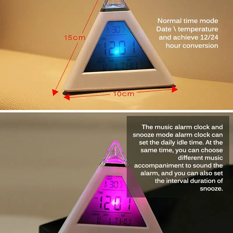 Цифровой будильник с Цветной подсветкой ночник термометром отображением