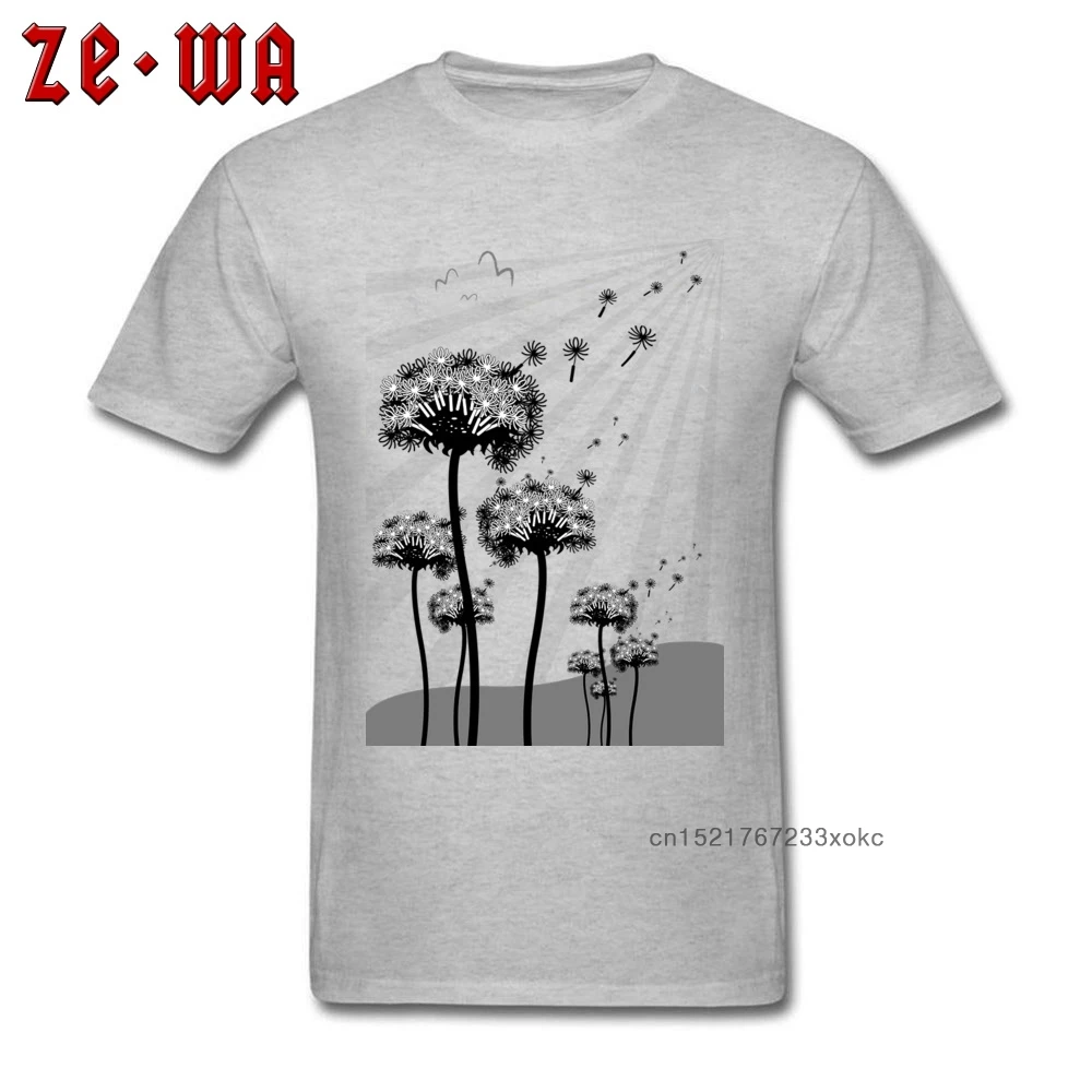 Специальные мужские футболки футболка с принтом одуванчика Повседневная серая