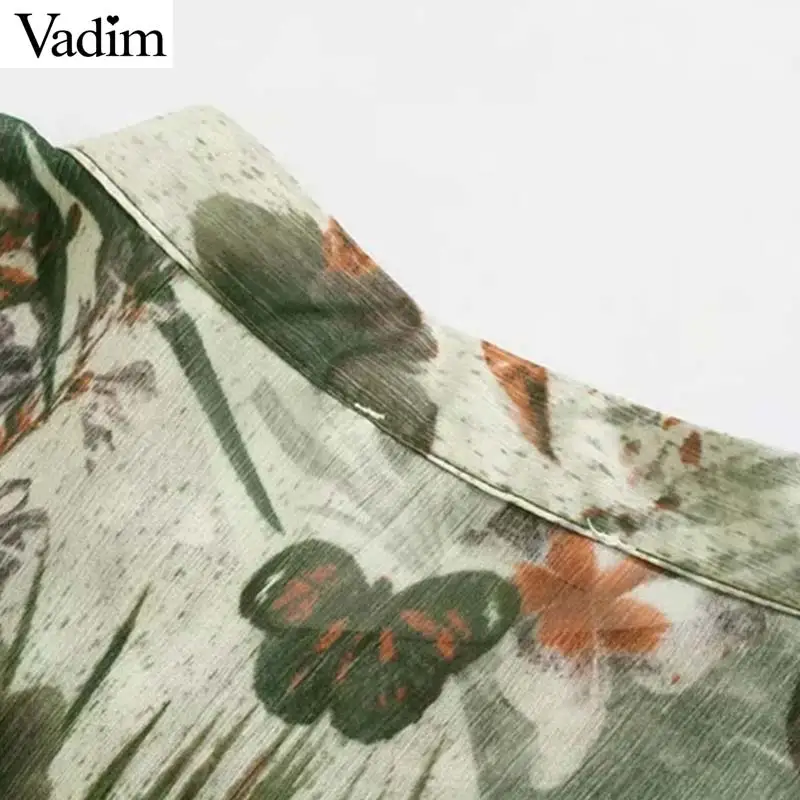 Женское элегантное платье vadim шифоновое миди с цветочным принтом длинным рукавом