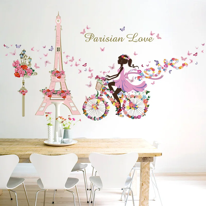

Large bicycle girl self-adhesive diy children's room teenager bedroom room wall decoration wall sticker