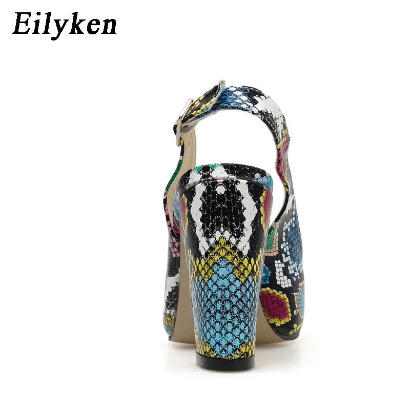 Eilyken/ г., новые модные летние туфли-лодочки с ремешком и пряжкой под змеиную кожу женские босоножки женская обувь для отдыха на высоком каблуке с острым носком