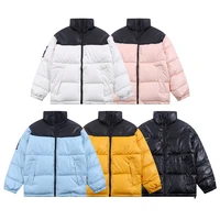 winter the new face parkas unisex solid color cotton down jackets embroidered logo stand collar warm coat for men and women