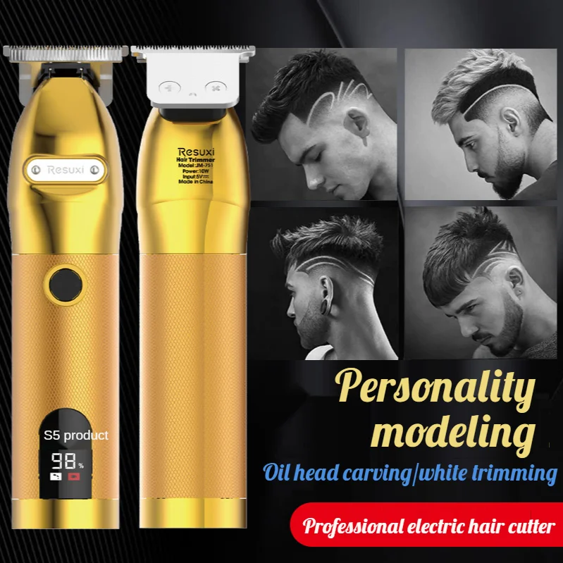 

New Oil Head Hair Clipper USB LCD Display Carved Hair Electric Hair Clipper Bald Hairdresser Home Hair Salon Stylist Hair Tools
