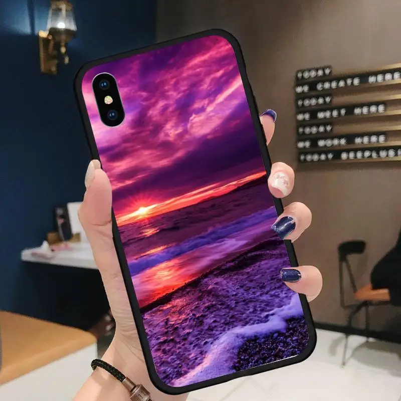 

Beach Coconut tree sunset ocean Phone Case for iPhone 11 12 pro XS MAX 8 7 6 6S Plus X 5S SE 2020 XR