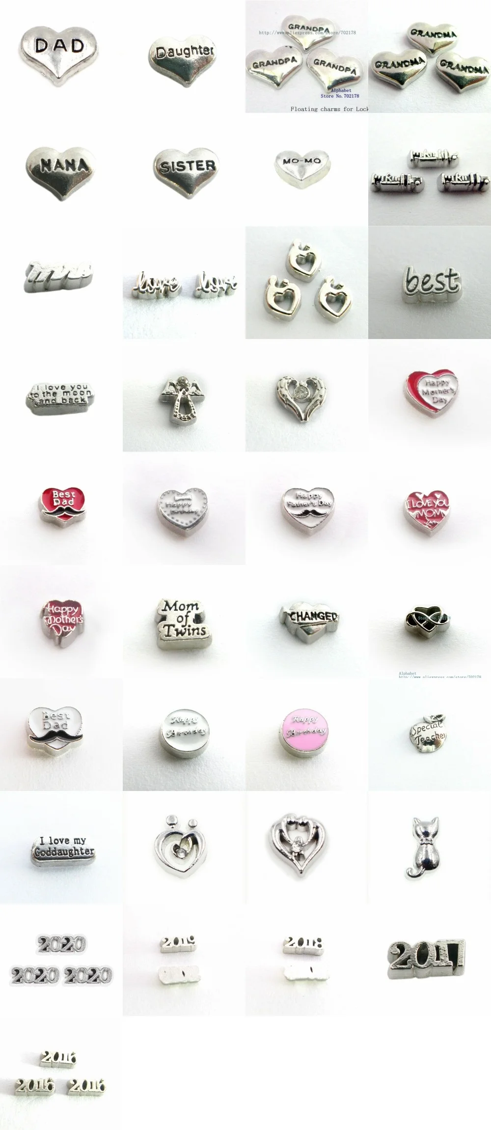 10 шт./лот несколько вариантов Dream Love Mom hearts плавающий медальон шармы на память для жизни медальон памяти как подарок