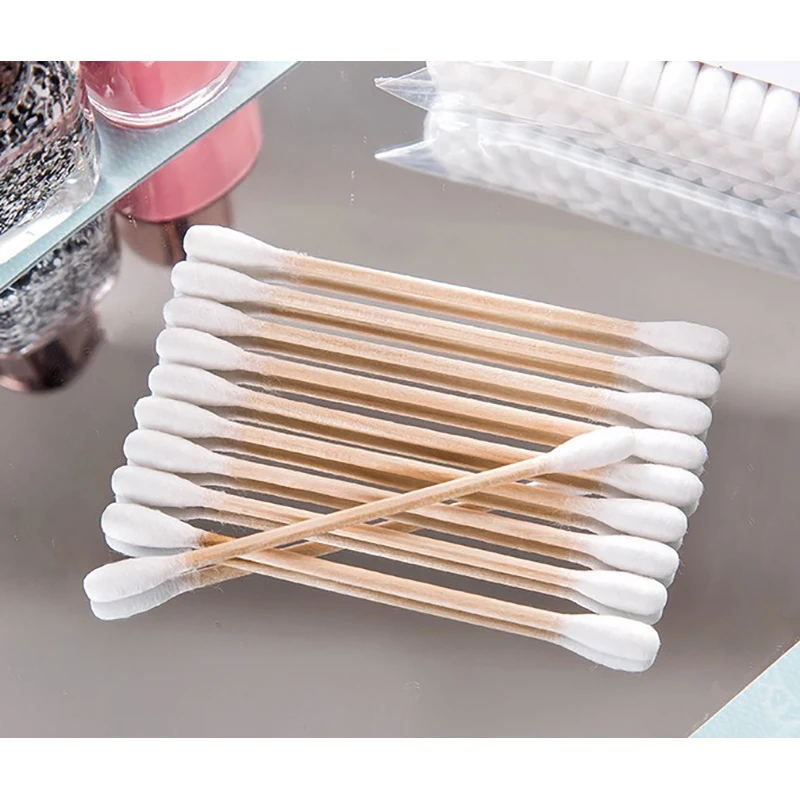 

500PCS Double Head Cotton Swab Bamboo Sticks Cotton Swab Disposable Buds Cotton For Cosmetics Beauty Makeup Nose Ears Cleaning