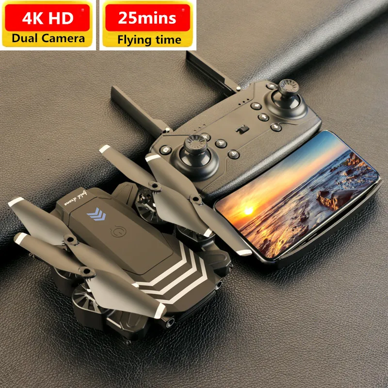 

Wifi FPV RC Quadcopter 4k 1080P HD Dual Camera Foldable RC Drone video live Recording altitude hold 360Degree roll rc Quadcopter