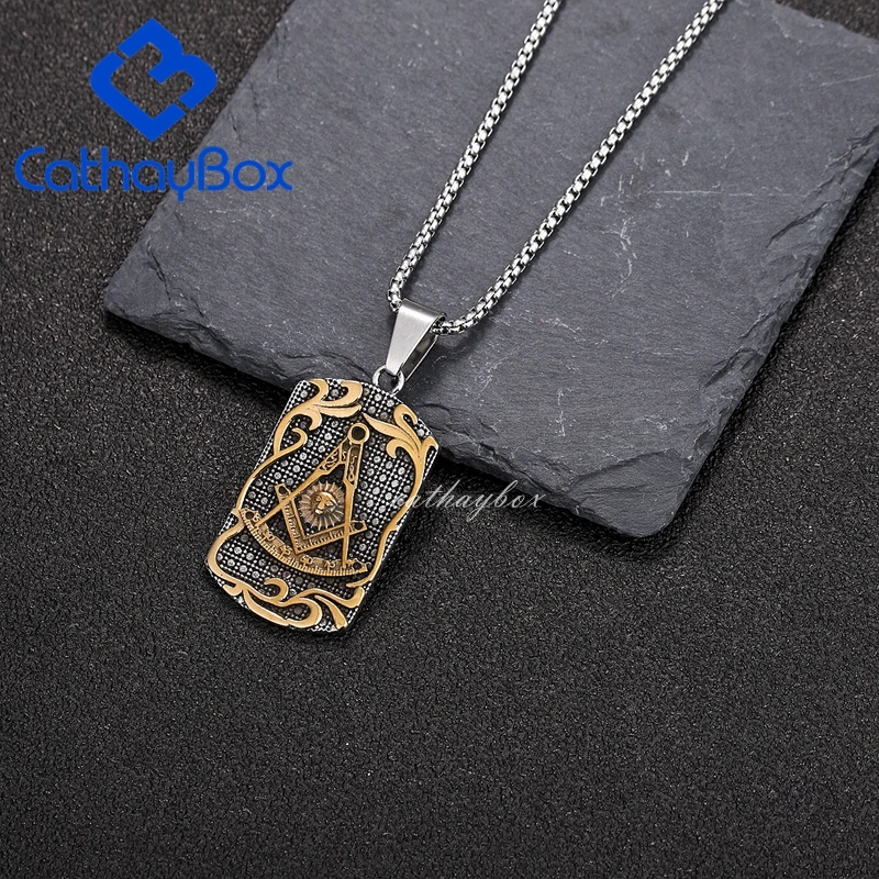 Мужской двухцветный винтажный кулон Cataye из нержавеющей стали с черной эмалью