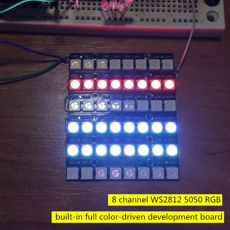 2-шт./лот 8-канальная светодиодная RGB-лампа WS2812 5050 со встроенной полноцветной
