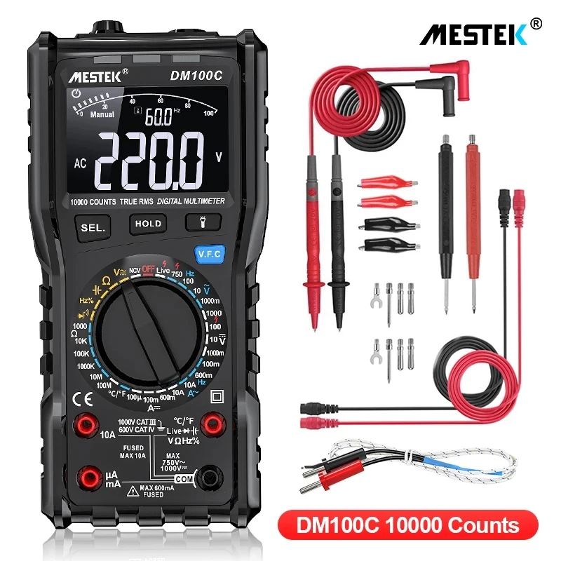 Цифровой мультиметр с кнопкой True RMS 10000 отсчетов аналоговой гистограммой