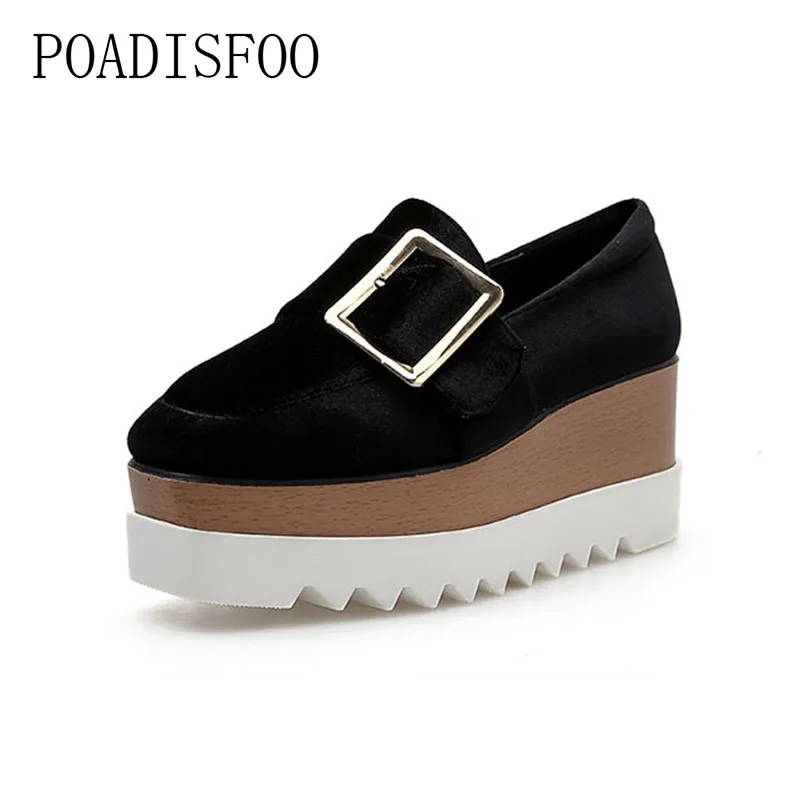 LTARTA/женские замшевые туфли на платформе с квадратным носком боковой пряжкой