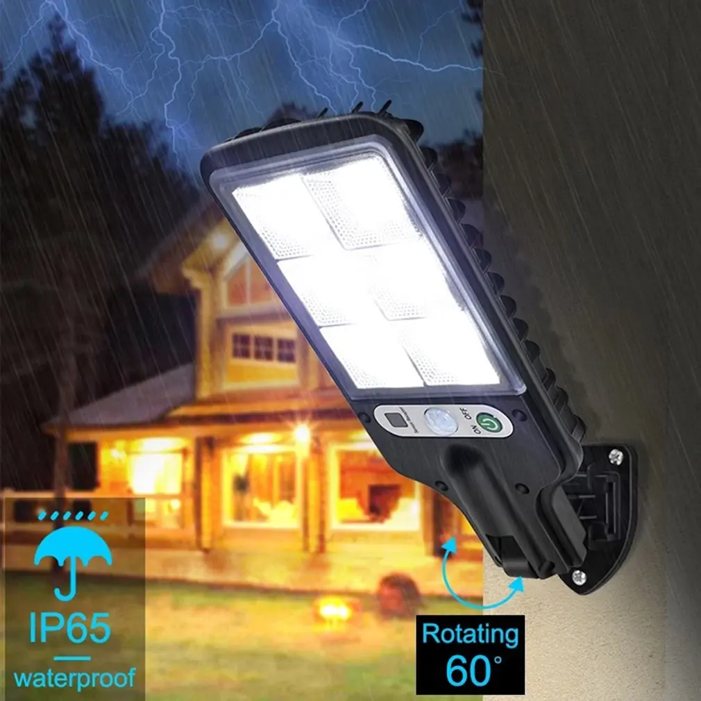 

1pc 72COB Solar Powered Street Wall Light PIR Motion Sensor Dimmable IP65 Lights Outdoor Waterproof Night Light With 3 Modes