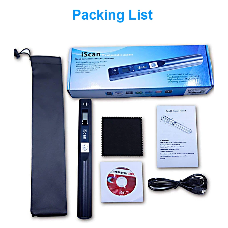 

iScan Portable Scanner Document A4 Book Scanner Color Photo Image Handheld Scanner Support JPG PDF TF Card Not Include Battery