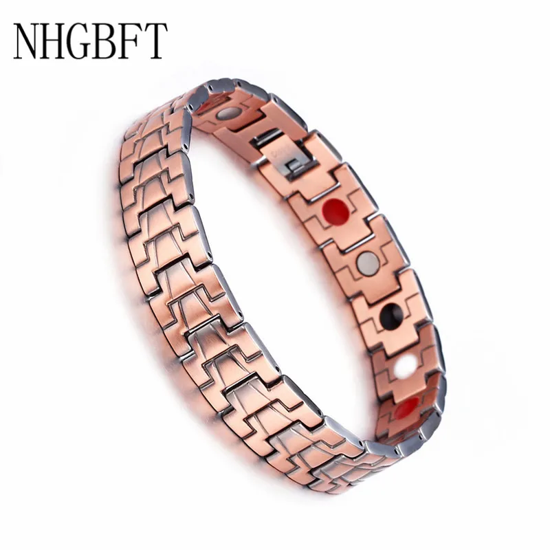 

Мужской браслет из красной меди NHGBFT, ювелирные изделия для терапии Subhealth, магнитные браслеты для здоровья